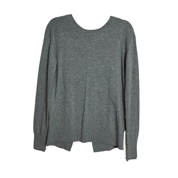 Lululemon Sunset Savasana Sweater Womens 8 Gray Merino Wool Open Back Pullover - Picture 2 of 14
